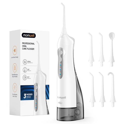 D52 Portable Cordless Water Flosser - USB Rechargeable with 6 Jet Tips, 300ML Tank & 3 Cleaning Modes for Ultimate Oral Hygiene on the Go