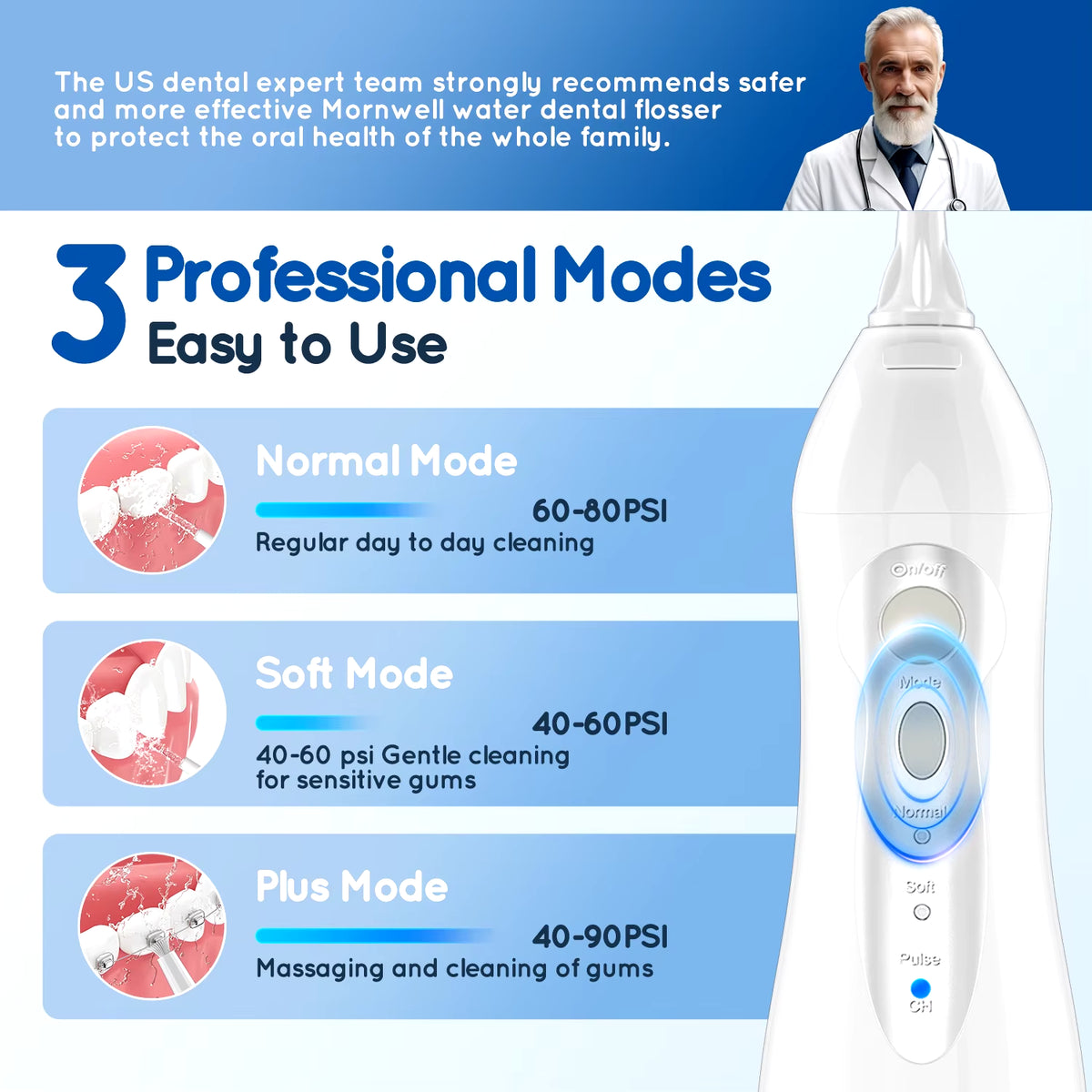 D52 Portable Cordless Water Flosser - USB Rechargeable with 6 Jet Tips, 300ML Tank & 3 Cleaning Modes for Ultimate Oral Hygiene on the Go