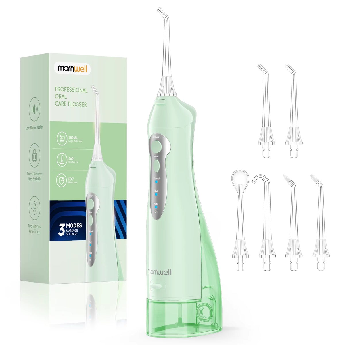 D52 Portable Cordless Water Flosser - USB Rechargeable with 6 Jet Tips, 300ML Tank & 3 Cleaning Modes for Ultimate Oral Hygiene on the Go